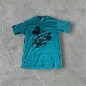 Vintage Disney Shirt Men Medium Blue 90s Mickey Minney Making Love Sedution Rare
